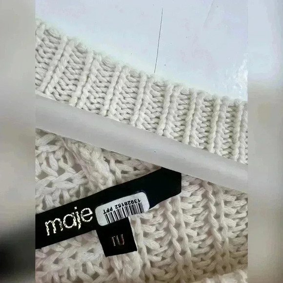 Maje Cream/White Knitwear Poncho Sweater One Size - Picture 4 of 5